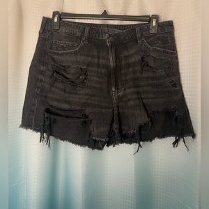 American Eagle. high rise black distressed shorts. never worn. size 14